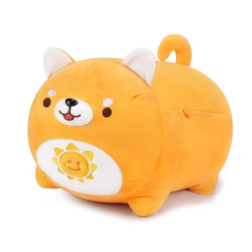 Shiba Inu Plüschtier Weiches Plüsch Hund Kuschelkissen, Kawaii Plüsch Sonniger Corgi Umarmungkissen Niedliche Welpenpuppe Plüschtier Süße Shiba Inu Kuscheltier für Kinder Geburtstag Weihnachten, 40cm von Auspicious beginning