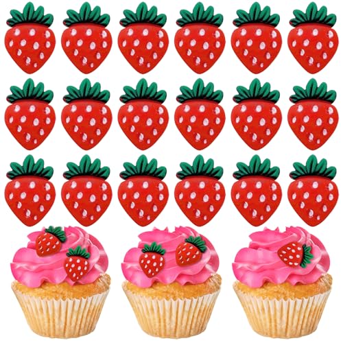 30 x rote Erdbeer-Cupcake-Aufsätze, DIY-Kuchenaufsätze aus Kunstharz, Dekorationen für Hochzeitstag, Brautparty, Geburtstag, Valentinstag, Partyzubehör 30 x rote Erdbeer-Cupcake-Aufsätze, DIY-Kuchenaufsätze aus Kunstharz, Dekorationen für Hochzeitstag, Brautparty, Geburtstag, Valentinstag, Partyzubehör von Auswalar