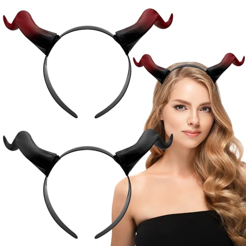 Auswalar 2 x Teufelshörner-Haarband, Halloween-Horn-Haarreif, schwarze Hörner, Ochsenhorn, Kopfschmuck für Halloween, Kostüm, Zubehör, Party Auswalar 2 x Teufelshörner-Haarband, Halloween-Horn-Haarreif, schwarze Hörner, Ochsenhorn, Kopfschmuck für Halloween, Kostüm, Zubehör, Party von Auswalar