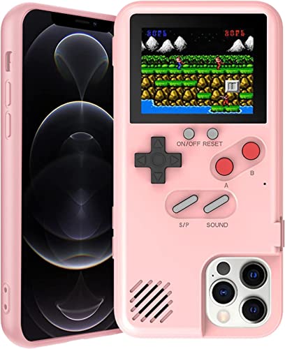 Gameboy Hülle für iPhone, Autbye Retro 3D Telefonkasten Spielekonsole mit 36 klassischen Spielen, Farbdisplay, stoßfeste Videospiel-Telefonhülle für iPhone 13/13Pro, Rosa von Autbye