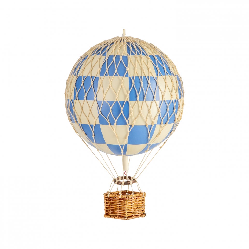 Authentic Models Travels Light Heißluftballon Karomuster, Blau von Authentic Models