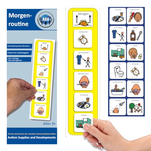 Morgenroutine Kinder Autismus/ADHS Hilfsmittel – Tagesplaner Kinder Routine mit 12 Karten – Hochwertige Langlebige Visuelle Strukturierter Tagesbeginn von Autism Supplies and Developments