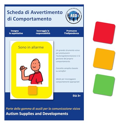 Autism Supplies and Developments IT_WARN Warntafel aus Kunststoff für visuelles Verhalten (italienisch), blau, S von Autism Supplies and Developments