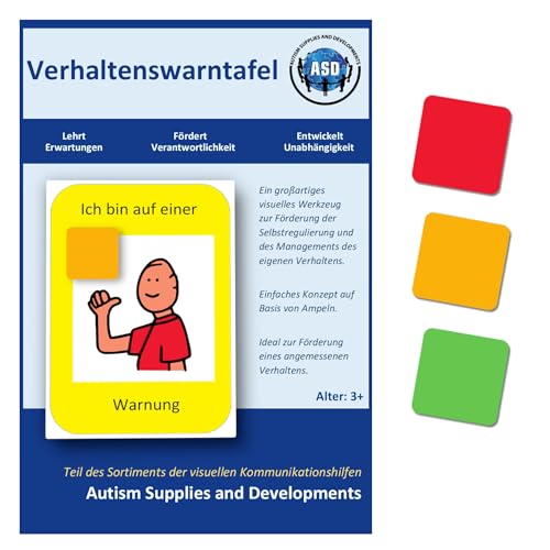 Warnungstafel Verhalten Autismus/ADHS Hilfsmittel – Behlohnungstafel Kinder – Robust Hochwertige Visuelle – Management Herausforderndem Verhalten von Autism Supplies and Developments