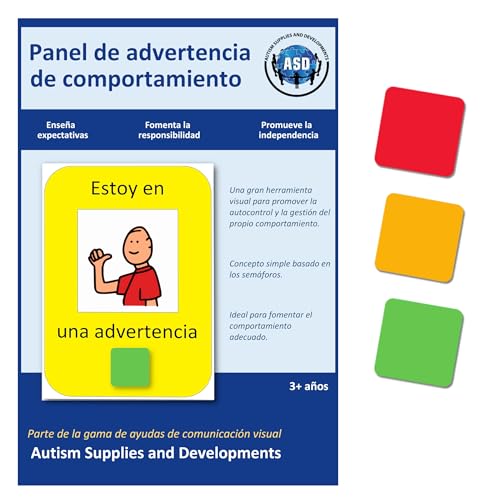 Autism Supplies and Developments ES_WARN Warntafel aus Kunststoff für visuelles Verhalten (Spanisch), blau, S von Autism Supplies and Developments