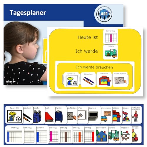 Tagesplaner Kinder Routine Autismus/ADHS Hilfsmittel – Fördert eigenständiges fertig Machen von Kindern –Hochwertige Langlebige Visuelle mit 23 Karten von Autism Supplies and Developments