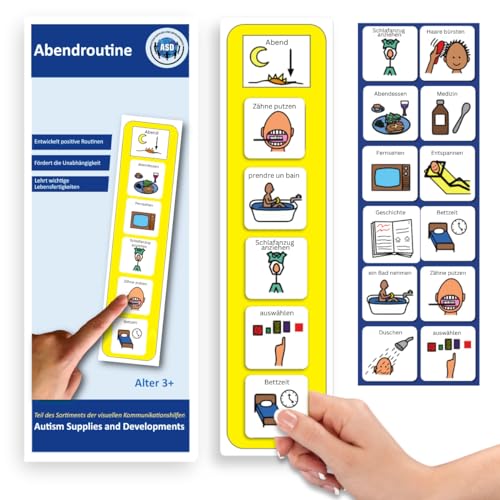 Abendroutine Kinder Autismus/ADHS Hilfsmittel – Tagesplaner Kinder Routine mit 12 Karten – Hochwertige Langlebige Visuelle Strukturierte Tagesende von Autism Supplies and Developments