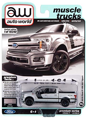 Auto World 2019 Ford F-150 XLT Sport Silber Muscle Truck 1:64 von AW AUTO WORLD