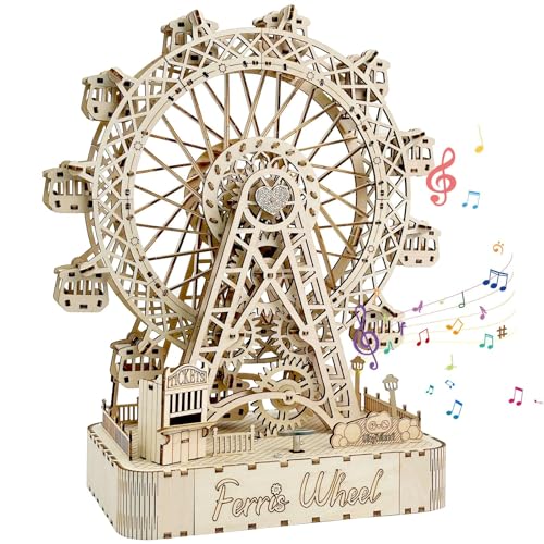 3D Puzzle Modellbau Riesenrad Spieluhr aus Holz mit Zahnradantrieb DIY Holzpuzzle Modellbausatz Bastelsets für Erwachsene - Geschenk zum Geburtstag/Weihnachten von AutoPrevails