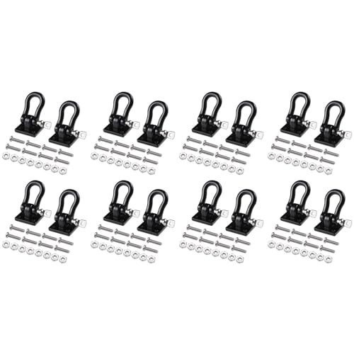 AutoSwan 16Pcs Anhänger Abschleppschnalle Abschlepphaken Metall Kletteranhänger Schäkel für 1/10 RC Car Truck Climbing Car (Schwarz) von AutoSwan