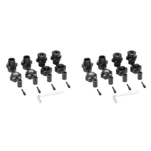 AutoSwan 8Pcs 17mm Sechskantmuttern Adapter Splined Wheel Extension Combiner für 1/10 E- Summit RC Autoteile, Schwarz von AutoSwan