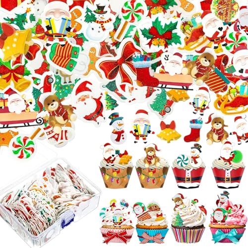 100 Stück Tortendeko Weihnachten,Weihnachten Cupcake Topper,Kuchen Deko Weihnachten,Weihnachten Muffin Deko,für Cupcakes,Muffins,KuchenParty Dekoration von Auzlya