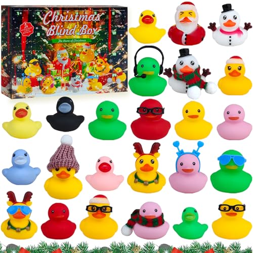 Adventskalender Enten 2024,24 Weihnachten Quietscheenten Enten,Enten Adventskalender Badespielzeug Set,Adventskalender Kinder,für 1--12 JahreJungen Mädchen Adventskalender von Auzlya