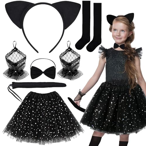 Auzlya Katzen Kostüm Mädchen,7 Stück Katzenkostüm Kinder,Faschingskostüme Kinder Mädchen,mit Tutu Rock,Haarreif Schwanz Socke,Kinder Karneval Fasching Kostüm Cosplay Partys Auzlya Katzen Kostüm Mädchen,7 Stück Katzenkostüm Kinder,Faschingskostüme Kinder Mädchen,mit Tutu Rock,Haarreif Schwanz Socke,Kinder Karneval Fasching Kostüm Cosplay Partys von Auzlya