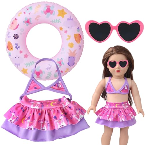 Baby Schwimmset,Puppenkleidung Sommer,4 Stück Schwimmset für Puppen,mit Schwimmring Sonnenbrille und Badeanzug,Lila Baby Zubehör für 43 cm Puppen Baby Schwimmset,Puppenkleidung Sommer,4 Stück Schwimmset für Puppen,mit Schwimmring Sonnenbrille und Badeanzug,Lila Baby Zubehör für 43 cm Puppen von Auzlya