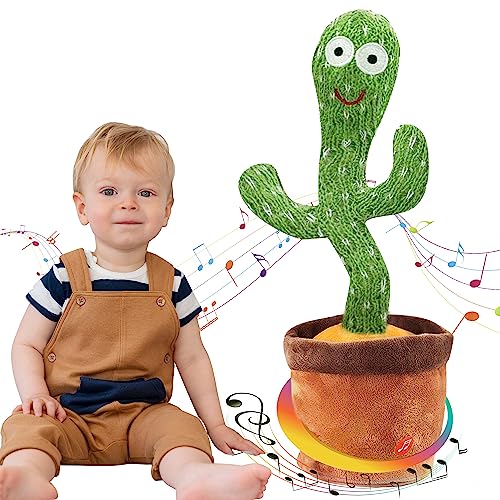 Ava's Toys Tanzender Kaktus, Nachsprechendes Spielzeug - Interaktiver Sprechender Kaktus, Musikalisches Plüschtier mit 120 Liedern, Tanzende Blume, Leuchtet & Singt, Aufnahmefunktion, Cactus Toy von Ava's Toys