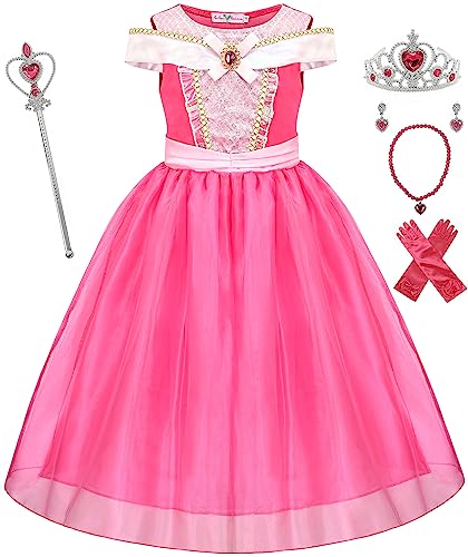 Avady Prinzessinnenkleid für Mädchen, schulterfrei, mehrlagiges Kostüm, Halloween, Party, Cosplay, Outfits, Rot von Avady