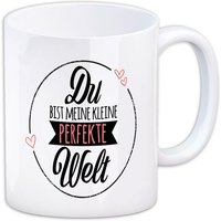 Kaffeebecher "Du bist meine kleine perfekte Welt" aus Keramik, 330ml von Avandu GmbH