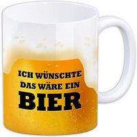 Kaffeebecher "Ich wünschte das wäre ein Bier" aus Keramik, 330ml von Avandu GmbH