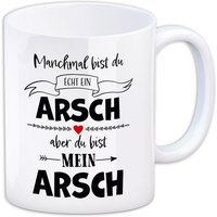 Kaffeebecher "Manchmal bist du echt ein Arsch..." aus Keramik, 330ml von Avandu GmbH