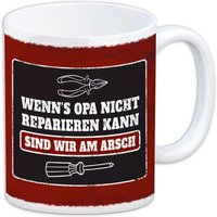 Kaffeebecher "Wenn&#039;s Opa nicht reparieren kann..." aus Keramik, 330ml von Avandu GmbH