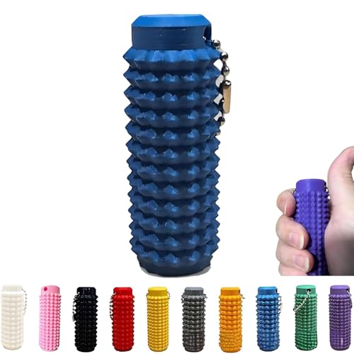 Spiky Grippie Stim Schlüsselanhänger,Roller Spiky Grippie Stim Schlüsselanhänger,Tragbarer Mini Roller Massage Schlüsselanhänger,Massage Beruhigender Venting Fidget Schlüsselanhänger (Blau) von Avanise