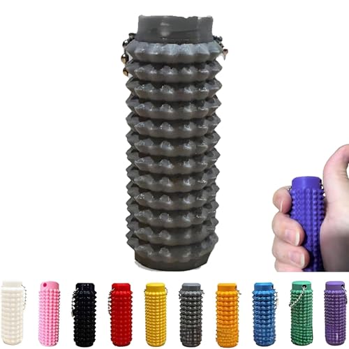 Spiky Grippie Stim Schlüsselanhänger,Roller Spiky Grippie Stim Schlüsselanhänger,Tragbarer Mini Roller Massage Schlüsselanhänger,Massage Beruhigender Venting Fidget Schlüsselanhänger (Grau) von Avanise