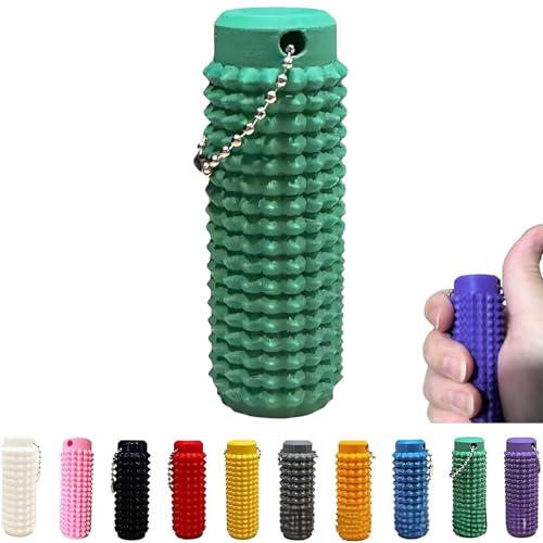 Spiky Grippie Stim Schlüsselanhänger,Roller Spiky Grippie Stim Schlüsselanhänger,Tragbarer Mini Roller Massage Schlüsselanhänger,Massage Beruhigender Venting Fidget Schlüsselanhänger (Grün) von Avanise