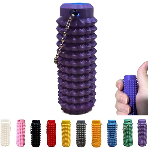 Spiky Grippie Stim Schlüsselanhänger,Roller Spiky Grippie Stim Schlüsselanhänger,Tragbarer Mini Roller Massage Schlüsselanhänger,Massage Beruhigender Venting Fidget Schlüsselanhänger (Lila) von Avanise