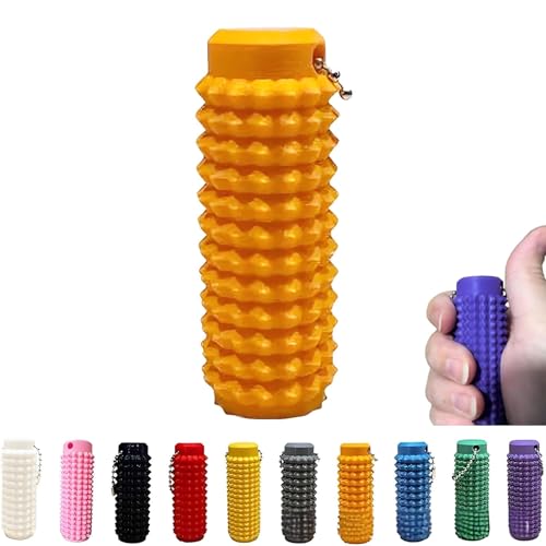 Spiky Grippie Stim Schlüsselanhänger,Roller Spiky Grippie Stim Schlüsselanhänger,Tragbarer Mini Roller Massage Schlüsselanhänger,Massage Beruhigender Venting Fidget Schlüsselanhänger (Orange) von Avanise