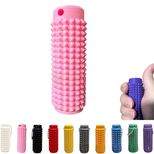 Spiky Grippie Stim Schlüsselanhänger,Roller Spiky Grippie Stim Schlüsselanhänger,Tragbarer Mini Roller Massage Schlüsselanhänger,Massage Beruhigender Venting Fidget Schlüsselanhänger (Rosa) von Avanise