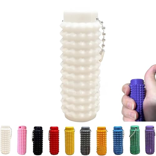 Spiky Grippie Stim Schlüsselanhänger,Roller Spiky Grippie Stim Schlüsselanhänger,Tragbarer Mini Roller Massage Schlüsselanhänger,Massage Beruhigender Venting Fidget Schlüsselanhänger (Weiß) von Avanise