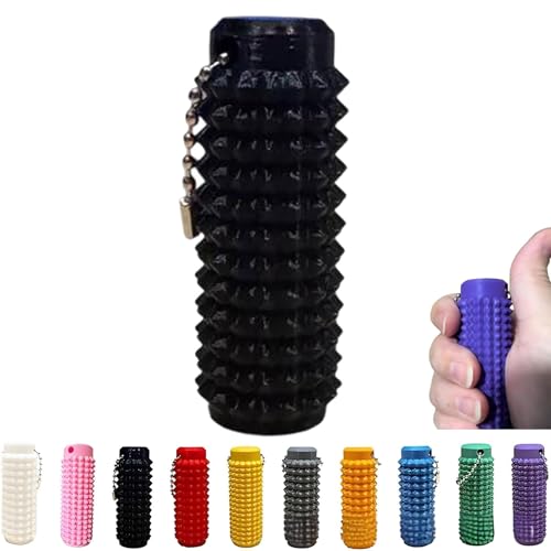 Spiky Grippie Stim Schlüsselanhänger,Roller Spiky Grippie Stim Schlüsselanhänger,Tragbarer Mini Roller Massage Schlüsselanhänger,Massage Beruhigender Venting Fidget Schlüsselanhänger (Schwarz) von Avanise