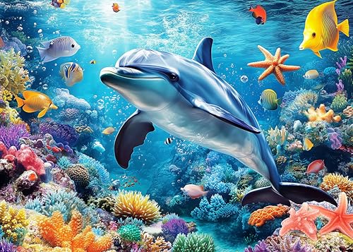 AveJoys Puzzle für Erwachsene 1000 Teile Delphin 70 x 50 cm Puzzles für Erwachsene Pädagogisches Spiel Herausforderung Spielzeug 1000 Teile Puzzles für Erwachsene Kinder von AveJoys