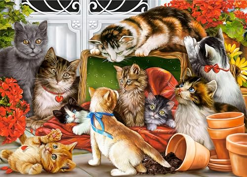 Puzzle für Erwachsene 1000 Teile Katzen im Garten 70 x 50 cm Puzzles für Erwachsene Pädagogisches Spiel Herausforderung Spielzeug 1000 Teile Puzzles für Erwachsene Kinder von AveJoys