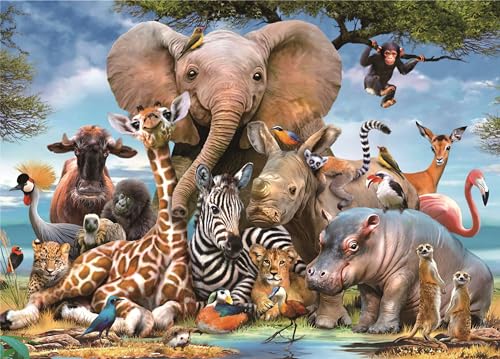 AveJoys Puzzles 1000 Teile Erwachsene Tierreich 70 x 50 cm Elefant Puzzles für Erwachsene Lernspiel Herausforderung Spielzeug 1000 Teile Rhinoceros Zebra Giraffe Puzzles für Erwachsene Kinder von AveJoys