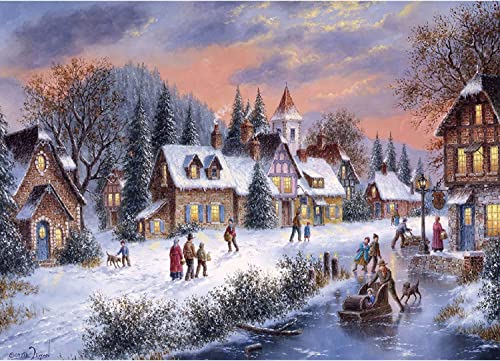 Puzzles für Erwachsene 1000 Teile Schnee-Winternacht 27,56 x 19,69 Zoll Puzzles für Erwachsene 1000 Teile Weihnachtspuzzles für Erwachsene von AveJoys