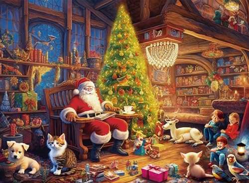 Weihnachts-Puzzle für Erwachsene 500 Teile Weihnachtsmann-Kinder-Haustiere 52 x 38 cm Weihnachts-Puzzles für Erwachsene 500 Teile Weihnachts-Puzzles für Erwachsene von AveJoys