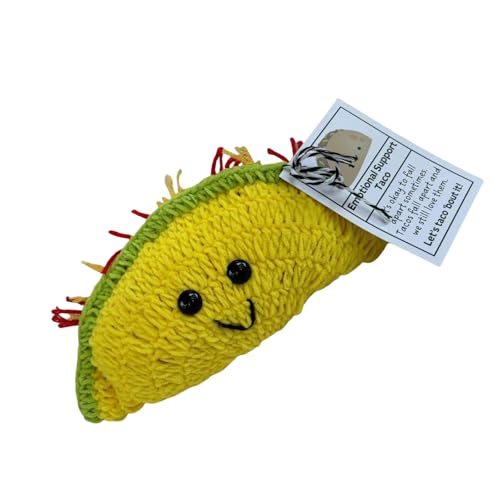 Avejjbaey Emotionale unterstützende Häkel-Tacos-Spielzeug, Cartoon-Plüsch-Strickfigur, Puppen mit positivem Wort zur Ermutigung von Avejjbaey