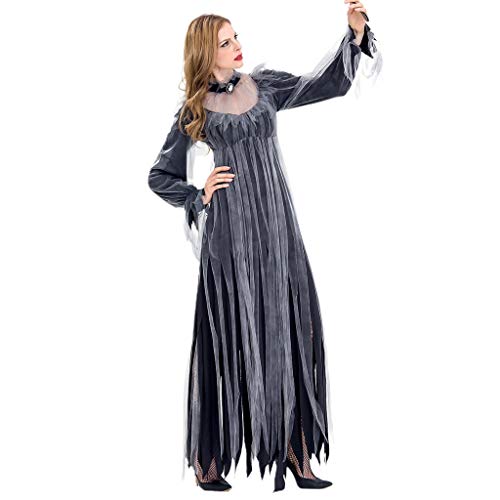 Avejjbaey Frauen Halloween Braut Schwarzes Hexenkleid Cosplay Kostüm Outfit von Avejjbaey