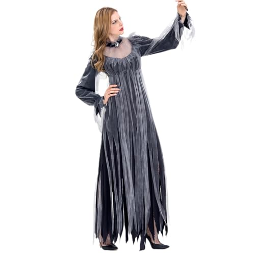 Avejjbaey Frauen Halloween Braut Schwarzes Hexenkleid Cosplay Kostüm Outfit von Avejjbaey