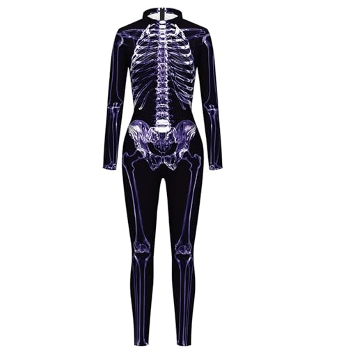 Avejjbaey Halloween Overall Bodysuit Cosplay 3D Schädel Skelett Halloween Partys von Avejjbaey