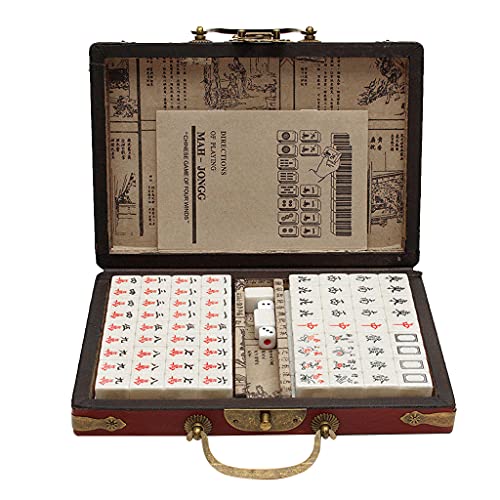 Avejjbaey Mahjong Set Box Tragbar Vintage Traditionelles Chinesisches Mahjong 2 Mahjong Druck von Avejjbaey