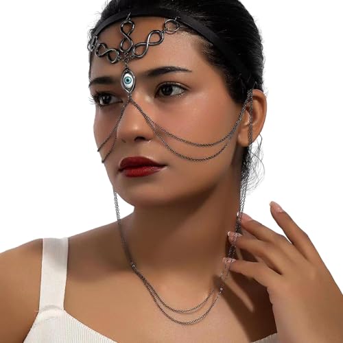 Avejjbaey Maskerade-Maske mit Blattanhänger, Quasten, Gesichtsmaske, Quasten, Schleiermaske, elegante Damen-Metallkette, Gesichtsmaske für Partys, Maskerade, Partyzubehör von Avejjbaey