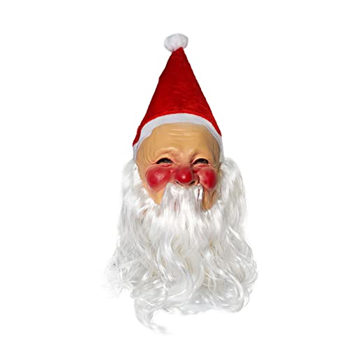 Avejjbaey Weihnachtsmann-Kopfbedeckung, Latex-Kopfbedeckung, halbes Gesicht, Partyzubehör für Erwachsene, Festival, Kostüm, Cosplay, Requisiten, Zubehör, Weihnachtsmann, Erwachsene von Avejjbaey