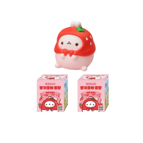 MOLANG Strawberry Dessert Serie Blind Box Action Figuren Mystery Box niedliche Zufallsspielzeug Geburtstagsgeschenk Weihnachten Sammelspielzeug für Desktop Ornamente,2 PCS von Aven Rabbit