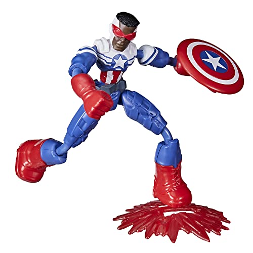 Marvel Avengers Bend and Flex Action-Figur, 15 cm großer, biegbarer Captain America Superheld, enthält EIN Accessoire, für Kids ab 4 Jahren von Marvel