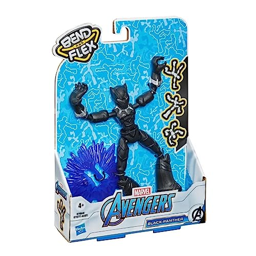 Hasbro Marvel Avengers Bend und Flex Action-Figur, 15 cm große Biegbare Black Panther Figur, enthält ein Effekt-Accessoire, für Kinder ab 4 Jahren von Marvel