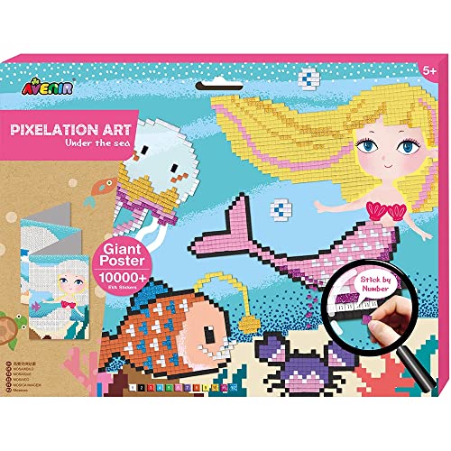 Avenir Pixelation Art 'Under The Sea', Mehrfarbig - Pixelations-Set, Pixel Art, 7+ Jahre, EVA-Schaumstoffkleber (12 Farben), Poster (84 cm x 28,5 cm), Zubehr - Unisex von Avenir