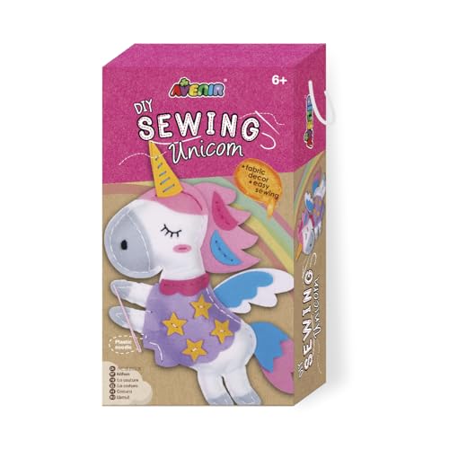 Avenir 6301386 DIY Nähset, Sewing Unicorn, Bastelset für Kinder, Einhorn Kreativ-Set, ab 6 Jahren, Mittel von Avenir